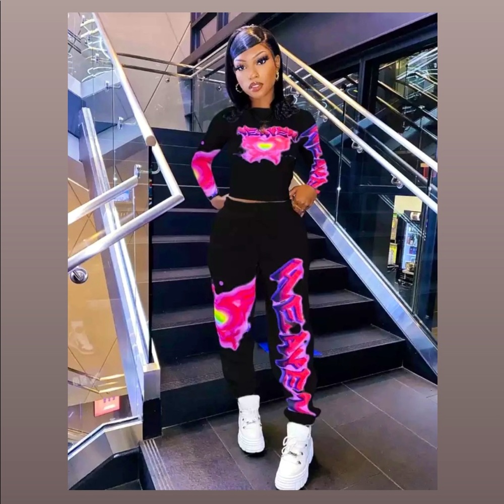 Graffiti Print Two Piece Set